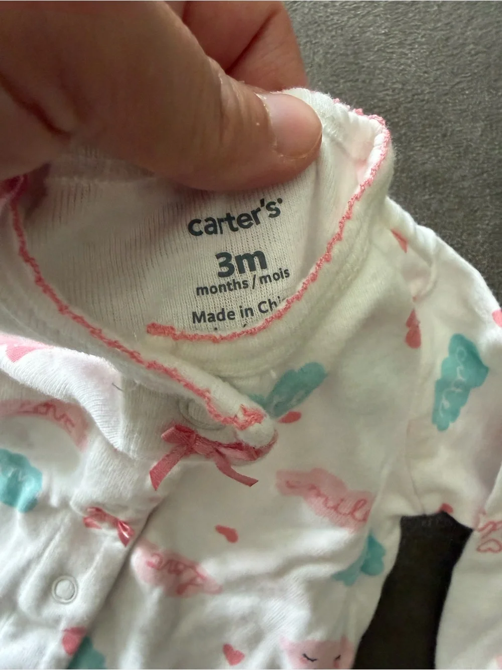Carter's 3 piece Footed Baby Sleeper with Pink & Teal Accents